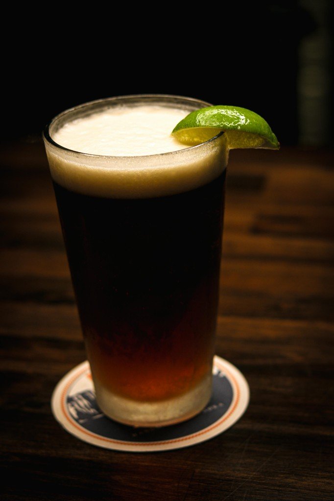 Dark beer with lime at Tequila Fuego Longview bar